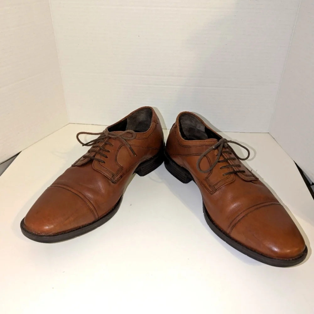 Johnston & Murphy 20-1276 Brown Men’s 10 Wide‎  Sheepskin Leather Captoe Oxfords